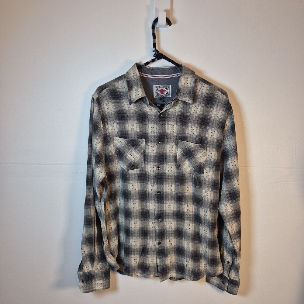 Desert Son Flag & Anthem Men's Button-Up Shirt Size M Plaid Long Sleeve